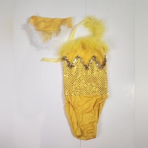 Baby or Doll Sequined Feather Bodysuit and Headband Size Newborn